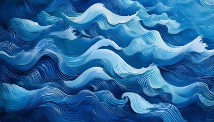 Obraz premium Dynamic Ocean Waves Pattern In Vibrant Blue Shades Perfect For Summer And Coastal Themes