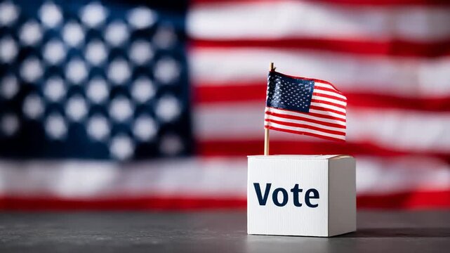 American voting concept with flag ballot box