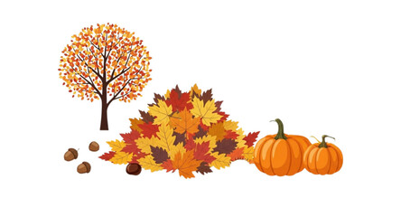 autumn leaves and pumpkins