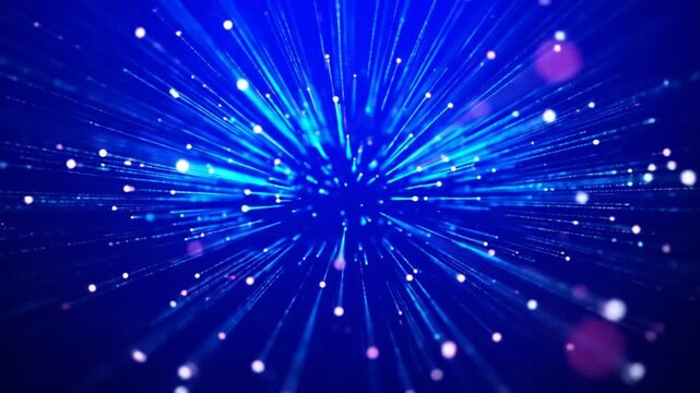 Vibrant blue explosion of light and particles.