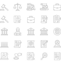 Minimalist Outline Summer Holiday Beach Vacation Elements Icon Set Illustration