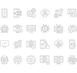 Minimalist Line Art Digital Device Collection Icon Set Technology Concept