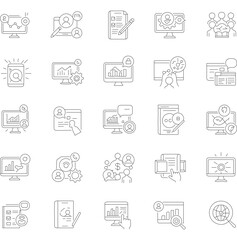 Minimalist Line Style Data Analysis and Business Statistic Icon Set