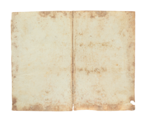 Old vintage ancient paper sheet with textured surface, isolated on transparent background. THIS IS REAL PHOTO, NOT IS GENERATIVE AI