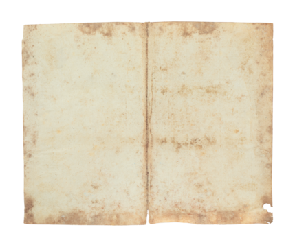 Old vintage ancient paper sheet with textured surface, isolated on transparent background. THIS IS REAL PHOTO, NOT IS GENERATIVE AI