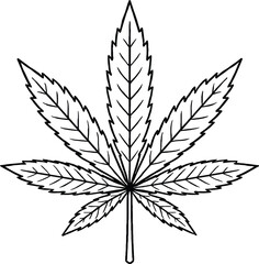 Cannabis leaf outline vector illustration medical marijuana and hemp plant