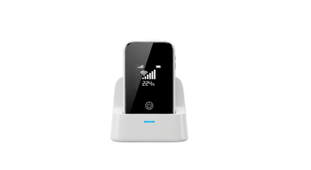 Modern Wireless Device on Charging Dock Isolated on White