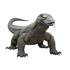 Obraz premium Komodo dragon prowls forward, tongue flicking, apex predator wildlife