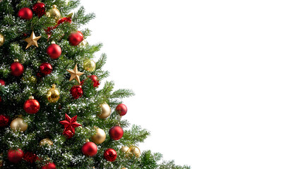 A decorated christmas tree isolated on white background
