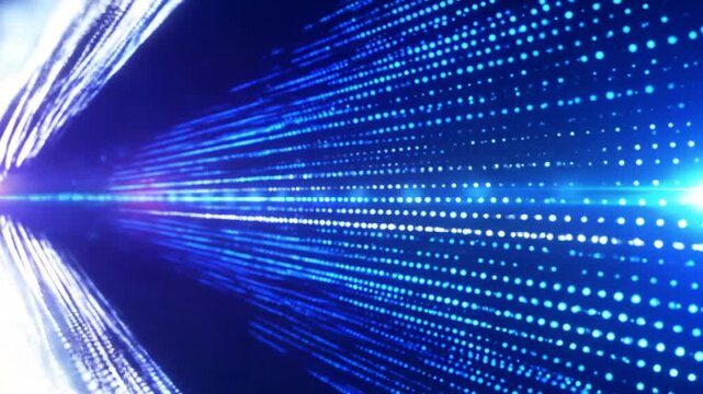 Blue glowing dots forming a futuristic tunnel effect.