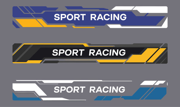 Collection of modern vector banners for sports and racing events. Abstract geometric lower third graphic templates with a dynamic and futuristic style