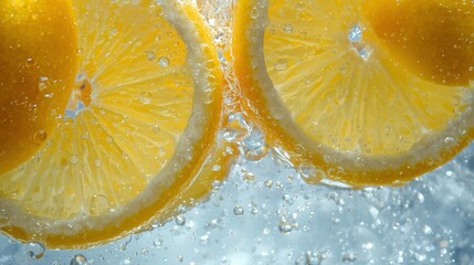 slices of Sicilian lemon in bubbling water