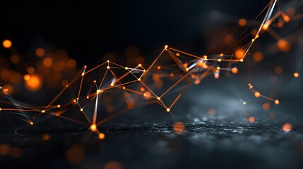 abstract network diagram with glowing orange nodes and connected lines on a dark background illustrating futuristic data flow and digital connectivity concept christmas tree with lights