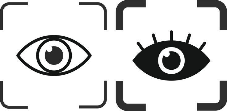 Eye scan icon set. Scanning eyes icons collection. Eye scanner symbol. Digital Authentication Verification sign