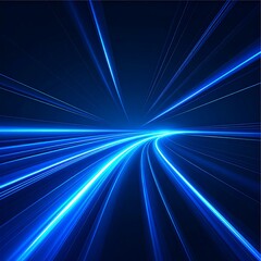 Dynamic blue light trails suggesting speed and motion in a dark space