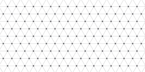 Abstract isometric grid vector seamless pattern. Black and white thin line triangles texture. Monochrome geometric mosaic minimalistic background. Plotting hexagonal, triangular ruler for drafting