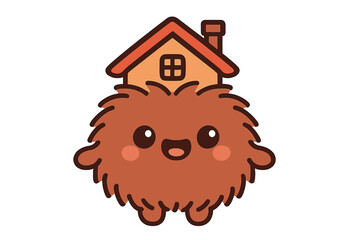 A cheerful, small, hairy, round house spirit—kawaii little monster