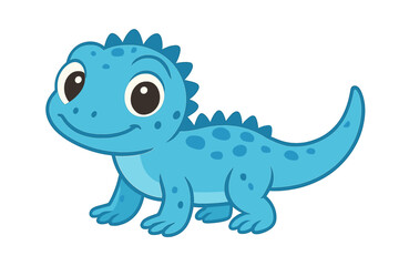 A charming baby blue lizard illustration in a child‑friendly cartoon fantasy style