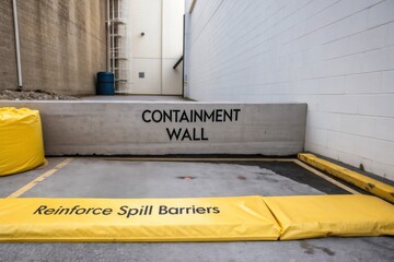 Minimal view of a robust spill containment berm constructed outdoors