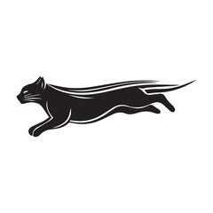 Vector silhouette of the cat  sitting,  black color, isolated on white background