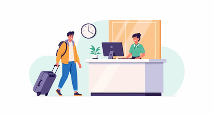 Welcoming Guest Arriving At Hotel Reception For A Check-In