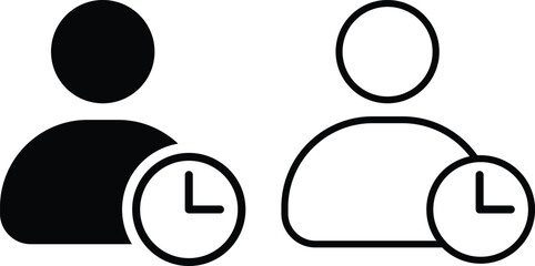 user Time management icon set. User with clock symbol. Person Schedule or appointment, Productivity Planning symbol
