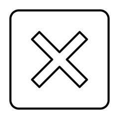 (Editable Stroke) Adobe Illustrator Artwork; Premium Quality Line Art - Simple black and white x mark inside a rounded square icon