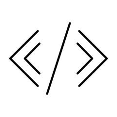 (Editable Stroke) Adobe Illustrator Artwork; Premium Quality Line Art - Code brackets icon representing software development and programming languages tools