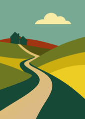 oil painting vintage countryside path background illustration