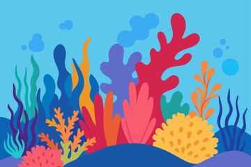 watercolor colorful coral reef background painting illustration