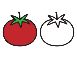 Simple tomato outline illustration for coloring. Great for kids’ fruit and vegetable-themed coloring pages, printable art, and creative learning fun.
