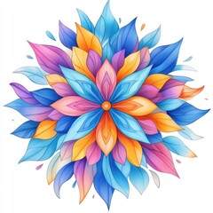 Fototapeta premium Vibrant watercolor flower bouquet with leaves and butterflies on white background