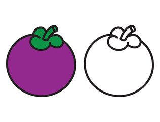 Bright mangosteen outline illustration for coloring. Perfect for kids’ tropical fruit-themed coloring pages, printable art, and fun learning activities.