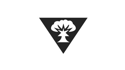 Fototapeta premium A minimalist graphic design with a tree silhouette inside a black triangle