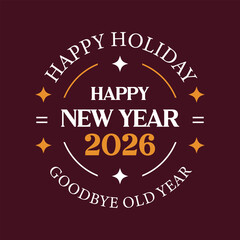 Happy New Year 2026 Holiday Vector Design
