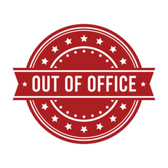 Out of Office Red Ribbon Stamp Vector
