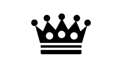 A monochrome illustration of a regal crown, rendered with clean lines and a minimalist aesthetic