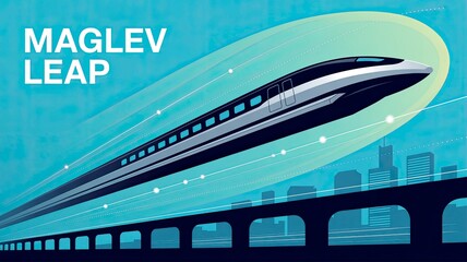 Futuristic Maglev Train in Urban Landscape with Modern Aesthetics