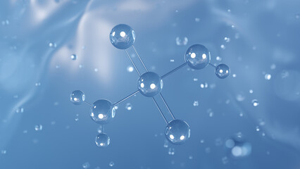 sulfamic acid molecular structure, 3d model molecule, inorganic acid structural chemical formula view from a microscope