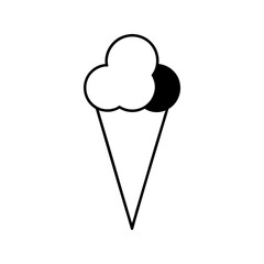 single ice cream cone with two scoops pink and mint vector illustration