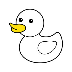 Yellow rubber duck cute face smooth shapes vector illustration