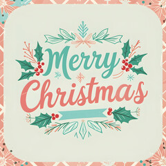Retro-style Merry Christmas typography, vintage holiday text design, festive greeting, warm nostalgic color palette