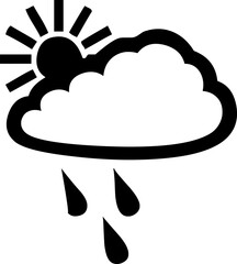 Weather icon showing sun cloud and rain vector illustration