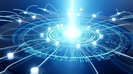 Futuristic digital interface displaying glowing data streams in motion - Powered by Adobe