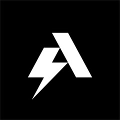 Futuristic 'A' mark that acts as an upward arrow, instantly conveying rapid progress and high-voltage professional performance. A logo of immediate impact.