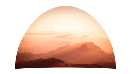 landscape panoramic mountain nature isolated on white background png, ai generated