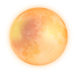 Orange full moon glowing in autumn sky — mystical harvest or blood moon symbolizing Halloween night, lunar magic, witches, wolves, and the mysterious golden light of October evenings.