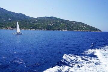 Giglio Island seen from the sea, Tuscan archipelago, Italy