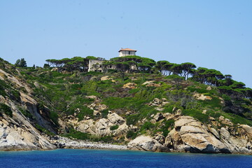 Giglio Island seen from the sea, Tuscan archipelago, Italy
