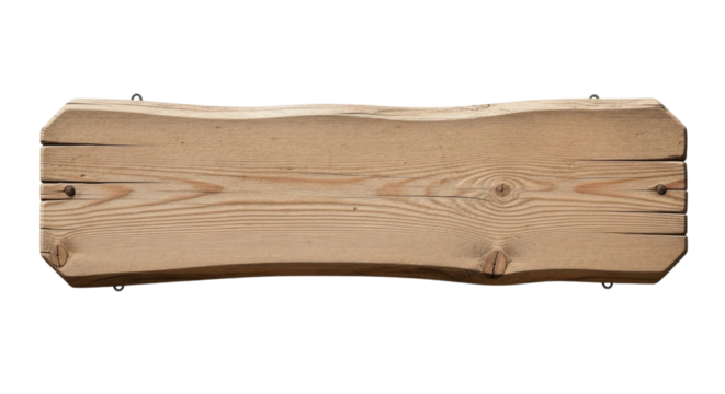 Rustic wooden sign with natural edges transparent background cutout png